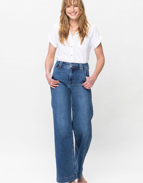 Load image into Gallery viewer, Judy Blue Full Size Double Button Wide Leg Jeans
