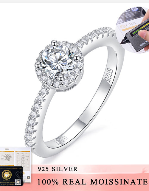 Load image into Gallery viewer, Round Bag Full Diamond S925 Silver 18K Gold Plating Mosanite Diamond Ring Female My Store
