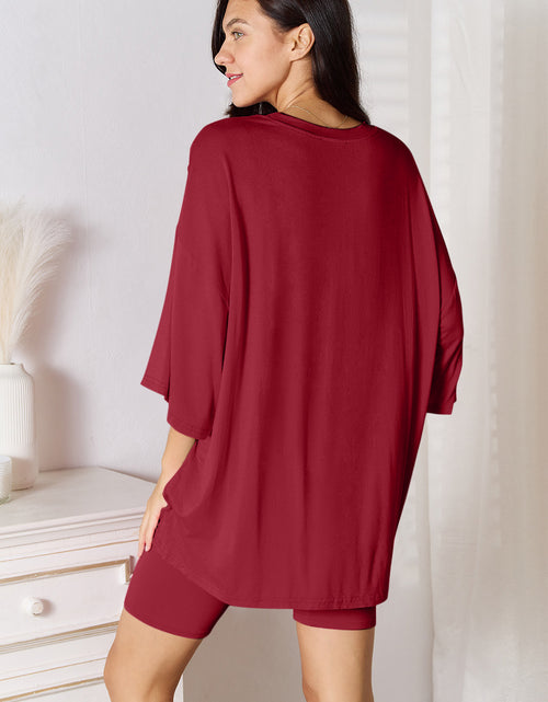 Load image into Gallery viewer, Basic Bae Full Size Soft Rayon Three-Quarter Sleeve Top and Shorts Set
