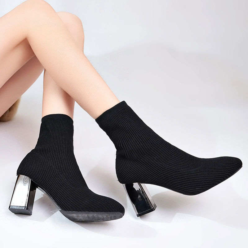 Elastic boots women high heels