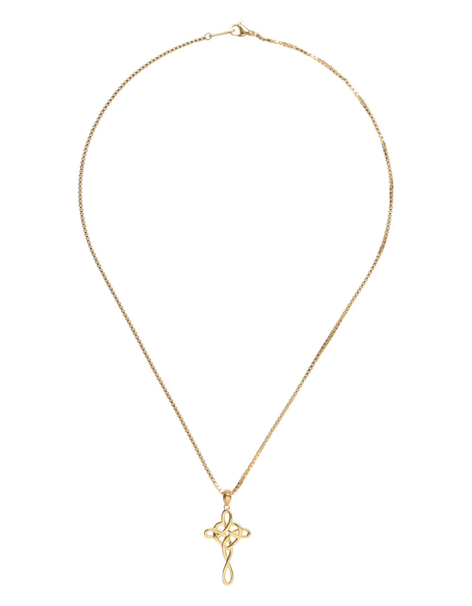 14K Gold Plated Infinity Cross Pendant Necklace