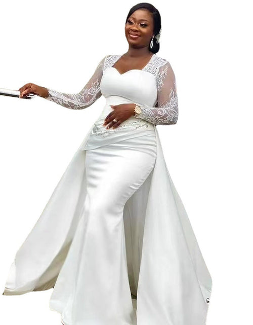 Load image into Gallery viewer, Slim High Waist White Satin Party Bridal Wedding Dress
