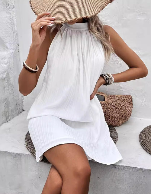 Load image into Gallery viewer, Summer High-end Sleeveless European And American Ladies Round Neck Mid-length Pleated Dress My Store
