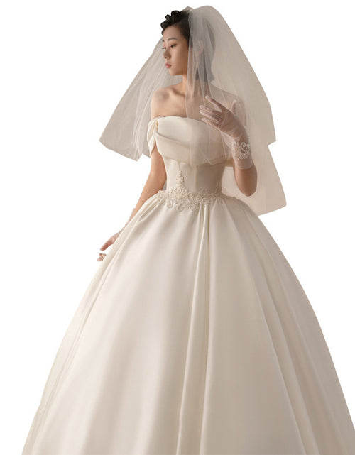 Load image into Gallery viewer, Women&#39;s Satin Off-shoulder Retro Fashion Trailing Wedding Dress
