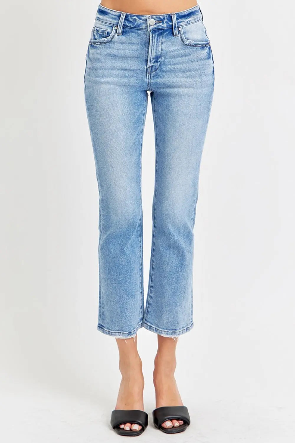 RISEN Full Size Low Rise Crop Slim Straight Jeans Trendsi