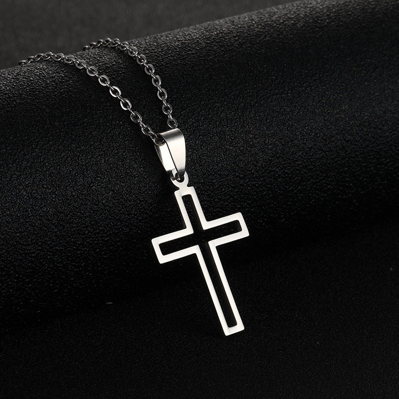 Stainless Steel Cross Necklace For Men Women Pendant Jewelry Fashion Fall Winter Sweater Necklace My Store