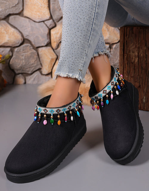 Load image into Gallery viewer, Thermal Faux Fur Beaded Platform Boots
