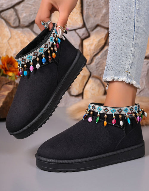 Load image into Gallery viewer, Thermal Faux Fur Beaded Platform Boots
