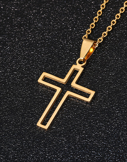 Load image into Gallery viewer, Stainless Steel Cross Necklace For Men Women Pendant Jewelry Fashion Fall Winter Sweater Necklace My Store
