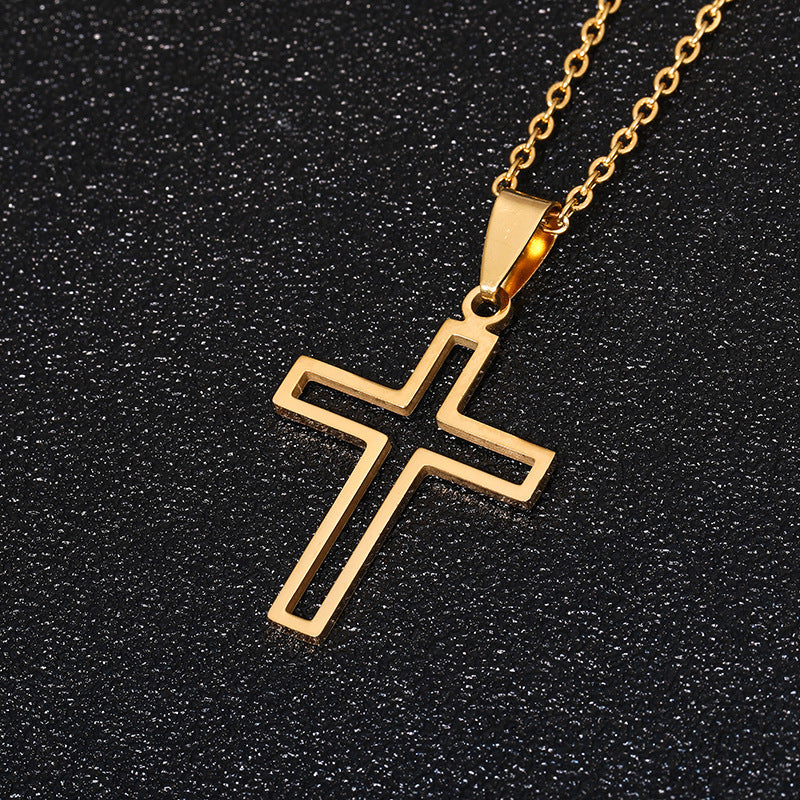 Stainless Steel Cross Necklace For Men Women Pendant Jewelry Fashion Fall Winter Sweater Necklace My Store