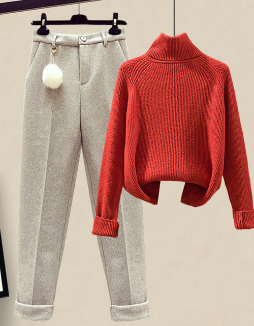 Load image into Gallery viewer, Women&#39;s Casual Sweater Haren Pants And Velvet Cotton Suit Set My Store
