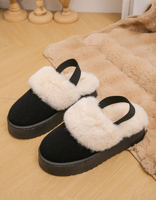 Load image into Gallery viewer, Faux Fur Round Toe Platform Slippers
