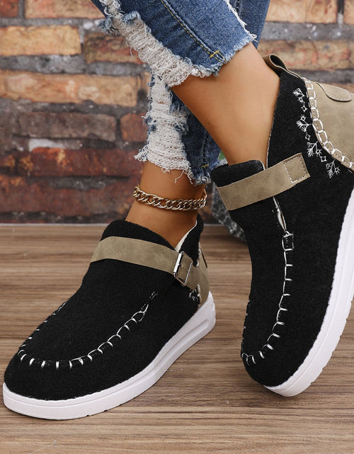 Load image into Gallery viewer, Contrast Round Toe Buckle Sneakers
