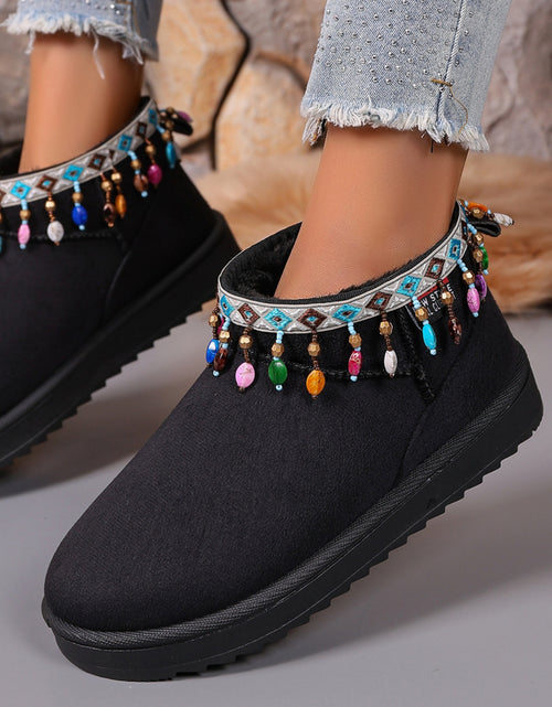 Load image into Gallery viewer, Thermal Faux Fur Beaded Platform Boots
