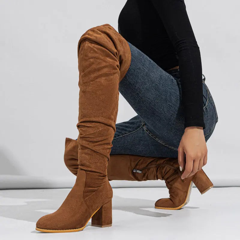 Women's Boots High-heeled Elastic Long Boots Over The Knee Boots My Store