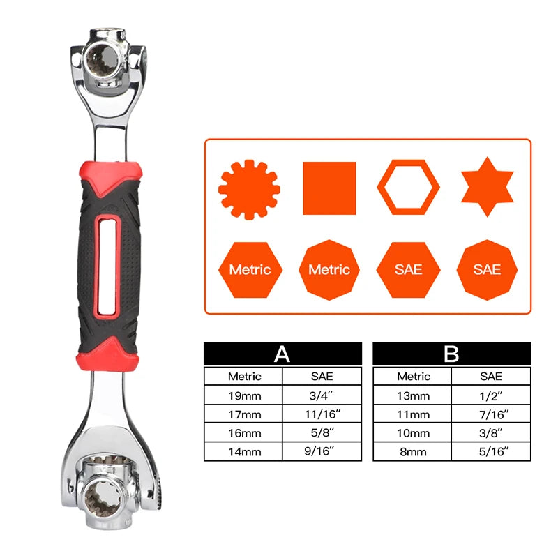 360 Degree Rotation, Multipurpose Rotating Spline Bolts Hand Tools