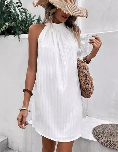 Load image into Gallery viewer, Summer High-end Sleeveless European And American Ladies Round Neck Mid-length Pleated Dress My Store
