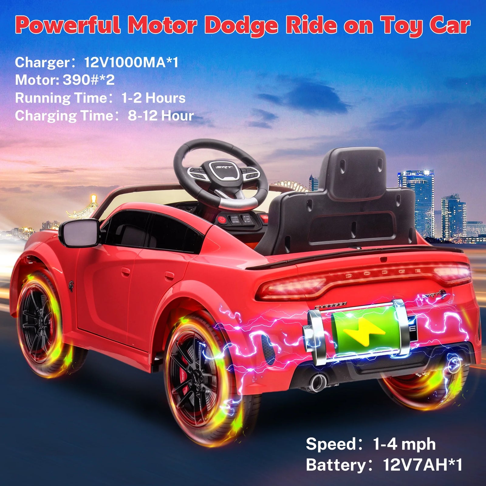 Kids, 12V Licensed Dodge Charger SRT Powered Ride