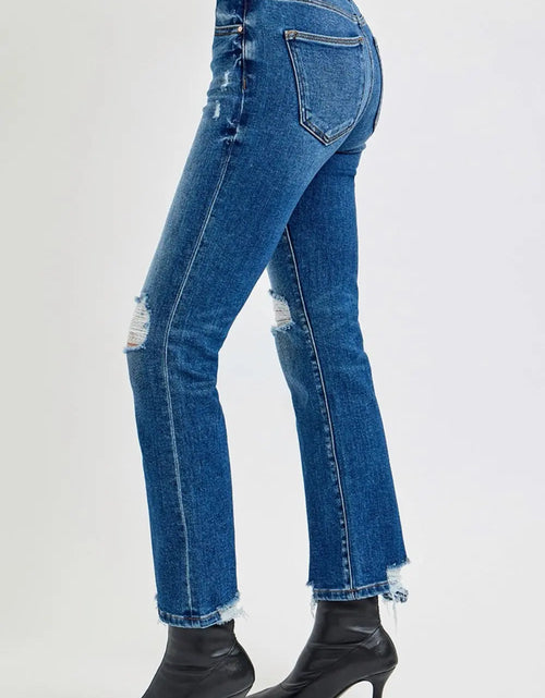 Load image into Gallery viewer, RISEN Full Size High Rise Distressed Crop Straight Jeans Trendsi
