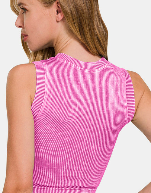 Load image into Gallery viewer, Zenana Washed Ribbed Seamless Crop Tank with Bra Pad
