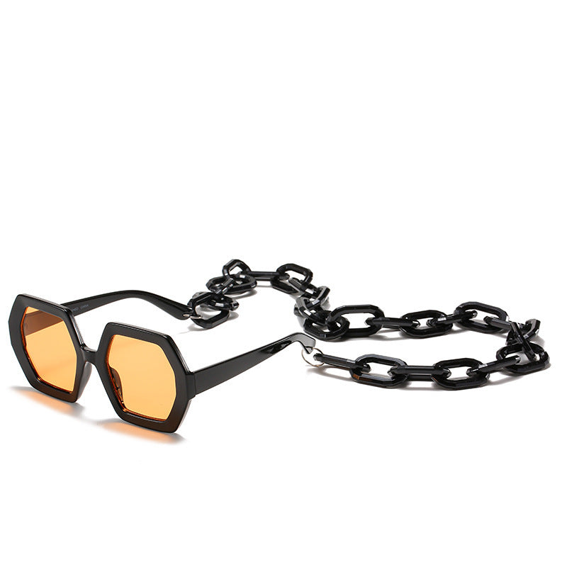 Personality Chain Sunglasses Exaggerated Octagonal Sunglasses