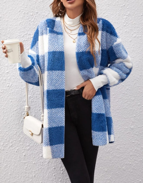 Load image into Gallery viewer, Plaid Long Sleeve Hooded Coat
