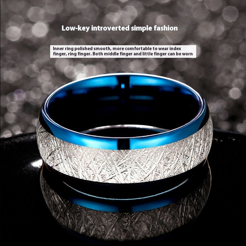 Tungsten Steel Fog Pattern Ring Men's Simple Ring Shank My Store