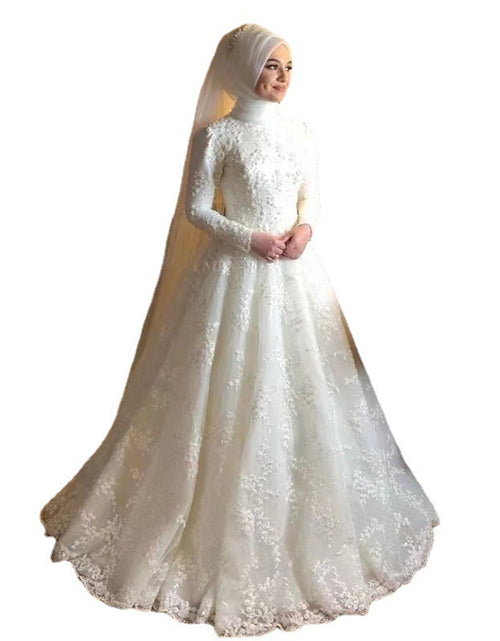 Load image into Gallery viewer, Long Sleeve White Dignified Wedding Dress
