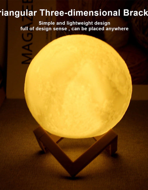 Load image into Gallery viewer, 8Cm Moon Lamp LED Night Light Battery Powered with Stand Starry Lamp Bedroom Decor Night Lights Kids Gift Moon Lamp 2668south
