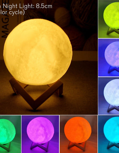 Load image into Gallery viewer, 8Cm Moon Lamp LED Night Light Battery Powered with Stand Starry Lamp Bedroom Decor Night Lights Kids Gift Moon Lamp 2668south
