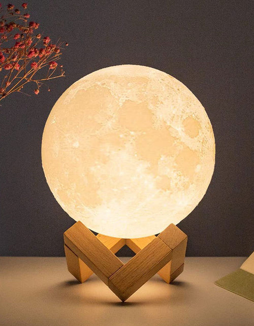 Load image into Gallery viewer, 8Cm Moon Lamp LED Night Light Battery Powered with Stand Starry Lamp Bedroom Decor Night Lights Kids Gift Moon Lamp 2668south
