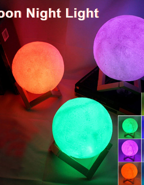 Load image into Gallery viewer, 8Cm Moon Lamp LED Night Light Battery Powered with Stand Starry Lamp Bedroom Decor Night Lights Kids Gift Moon Lamp 2668south
