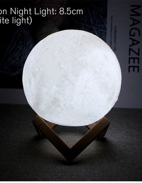 Load image into Gallery viewer, 8Cm Moon Lamp LED Night Light Battery Powered with Stand Starry Lamp Bedroom Decor Night Lights Kids Gift Moon Lamp 2668south
