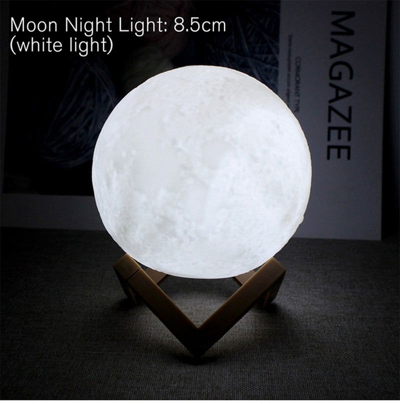 8Cm Moon Lamp LED Night Light Battery Powered with Stand Starry Lamp Bedroom Decor Night Lights Kids Gift Moon Lamp 2668south