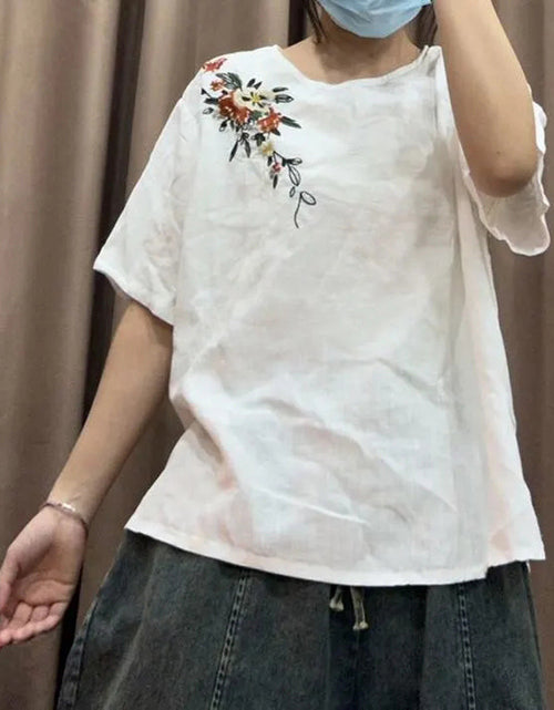 Load image into Gallery viewer, Women&#39;s Artistic Vintage Embroidery Linen Top Loose Pullover My Store
