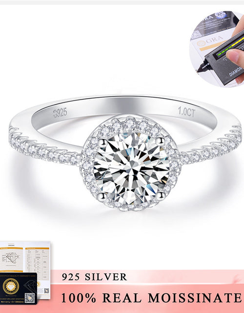 Load image into Gallery viewer, Round Bag Full Diamond S925 Silver 18K Gold Plating Mosanite Diamond Ring Female My Store
