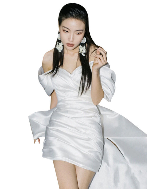 Load image into Gallery viewer, Short Model In White Color Engagement Dress
