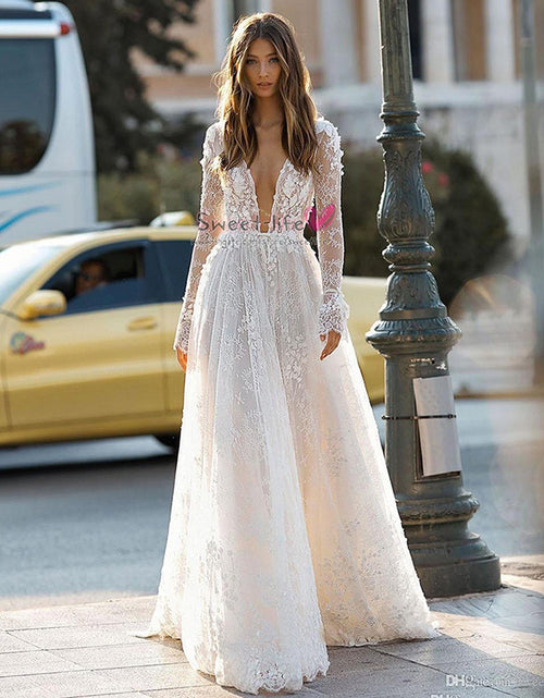 Load image into Gallery viewer, Women&#39;s Wedding Dress Lace Long Sleeve Dinner Party Gown
