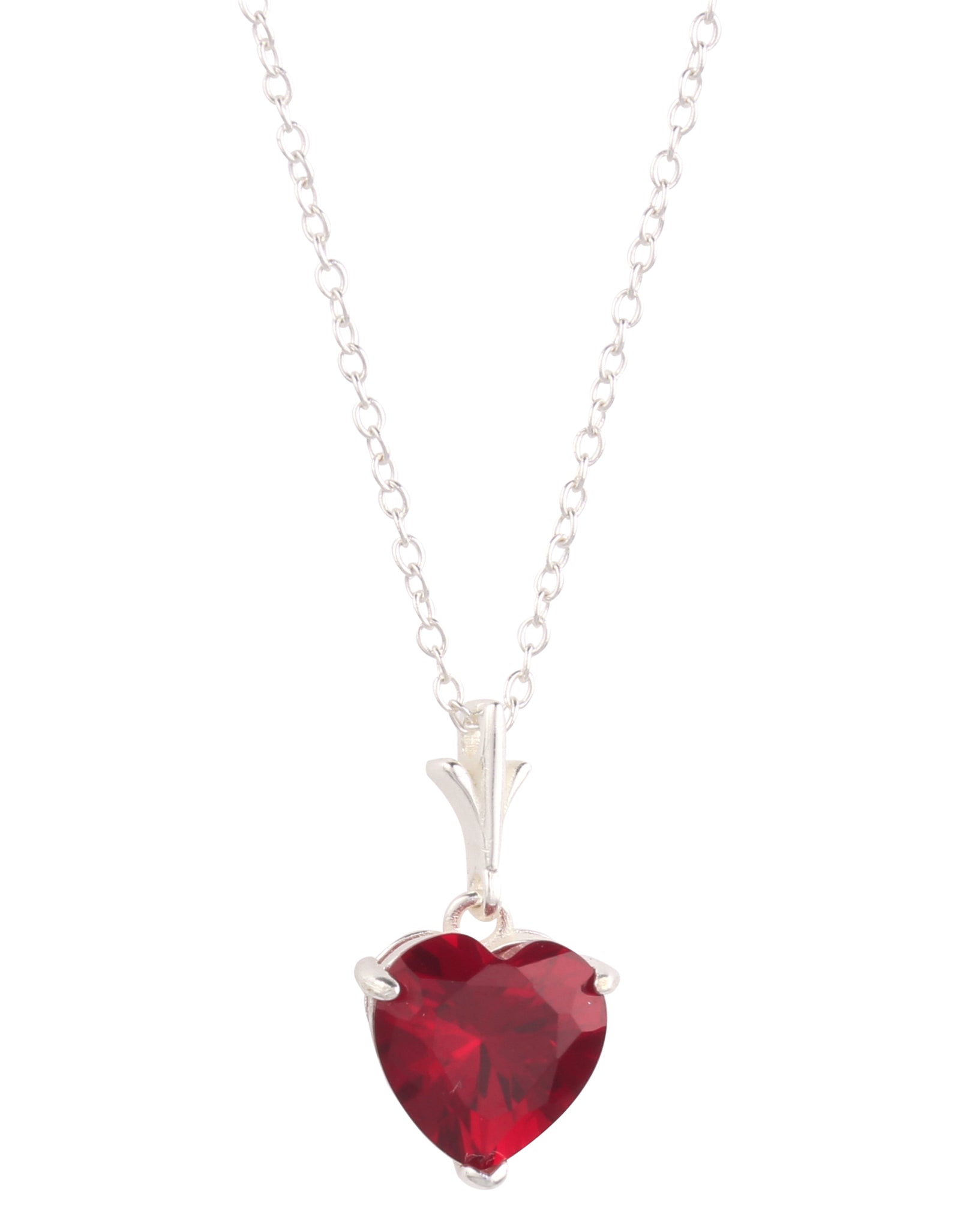 925 Sterling Silver Red Heart Pendant Necklace 2668south