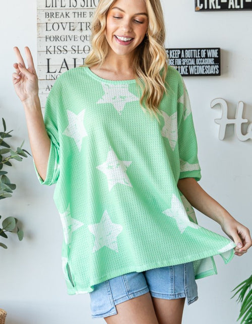 Load image into Gallery viewer, HOPELY Star Pattern Oversized Waffle T-Shirt
