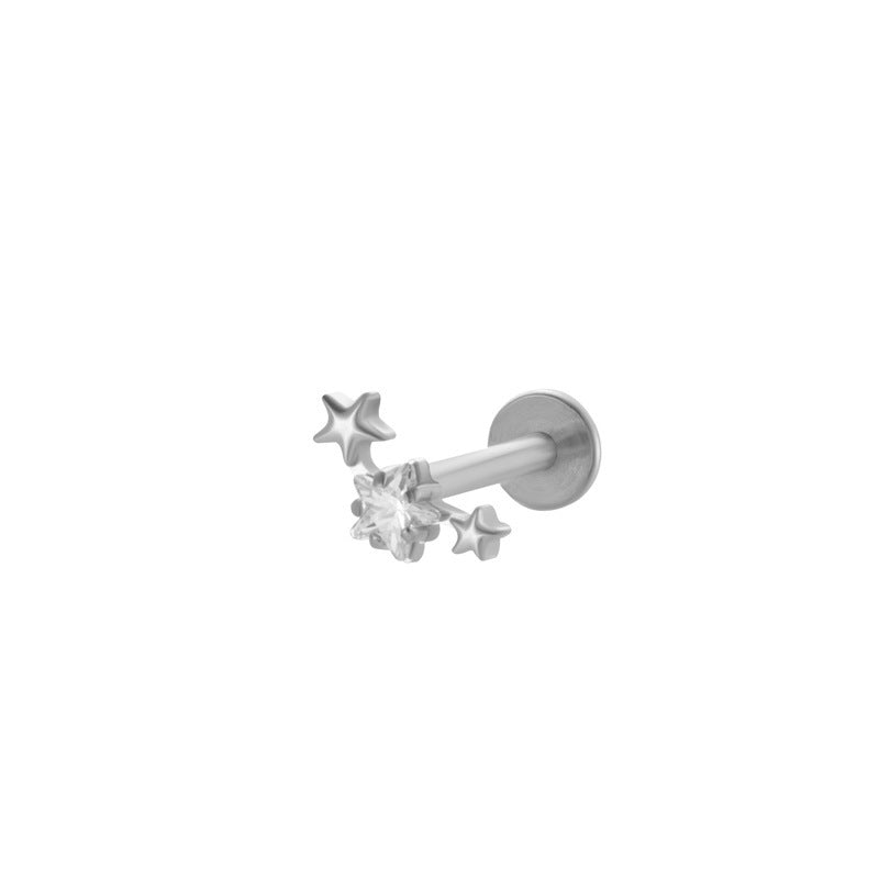 Titanium Alloy Inlaid Zircon Flower Love Heart Star Internal Screw Labret Puncture Ear Bone Stud My Store