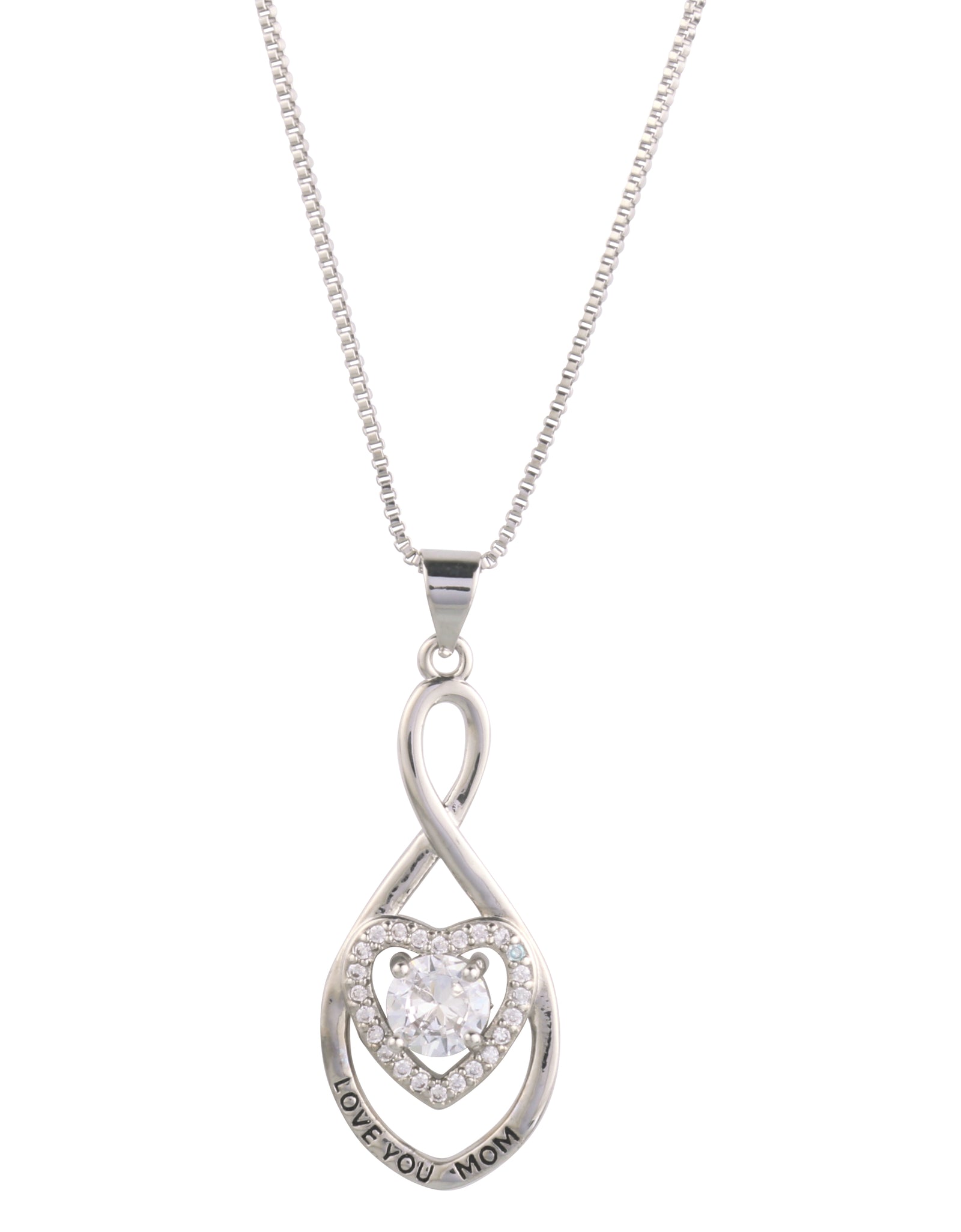 Love You Mom Knot Heart Pendant Necklace