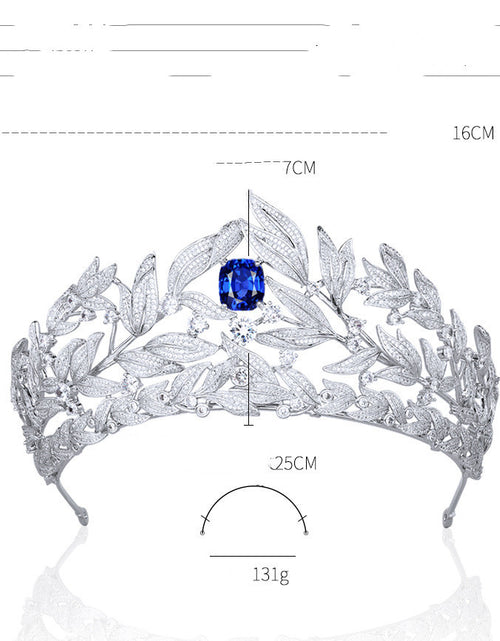 Load image into Gallery viewer, Sapphire Crown Copper Micro Inlay AAA Zircon Crown Wedding Headdress
