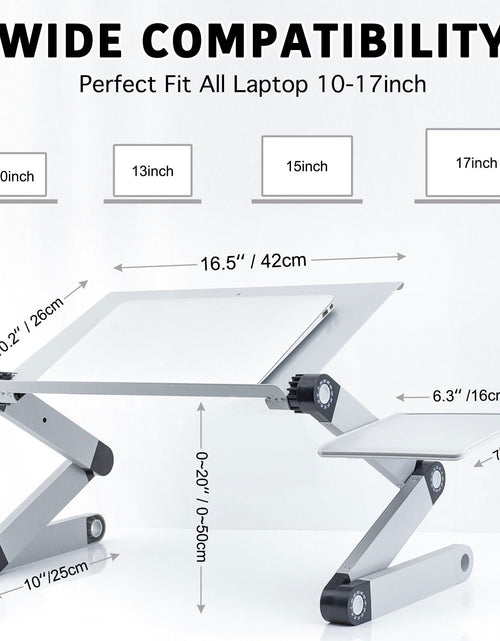 Load image into Gallery viewer, Adjustable Laptop Stand, RAINBEAN Laptop Desk with 2 CPU Cooling USB Fans for Bed Aluminum Lap Workstation Desk with Mouse Pad, Foldable Cook Book Stand Notebook Holder Sofa,Amazon Banned 2668south
