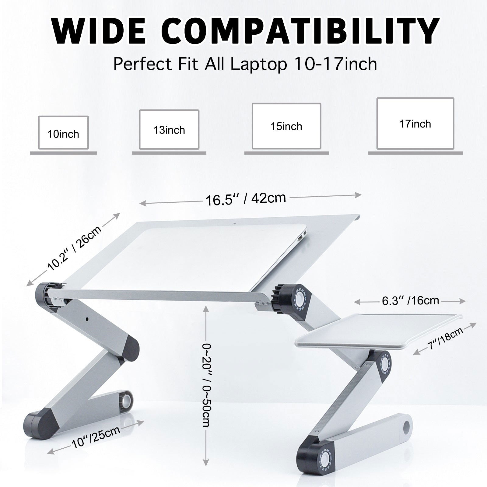 Adjustable Laptop Stand, RAINBEAN Laptop Desk with 2 CPU Cooling USB Fans for Bed Aluminum Lap Workstation Desk with Mouse Pad, Foldable Cook Book Stand Notebook Holder Sofa,Amazon Banned 2668south