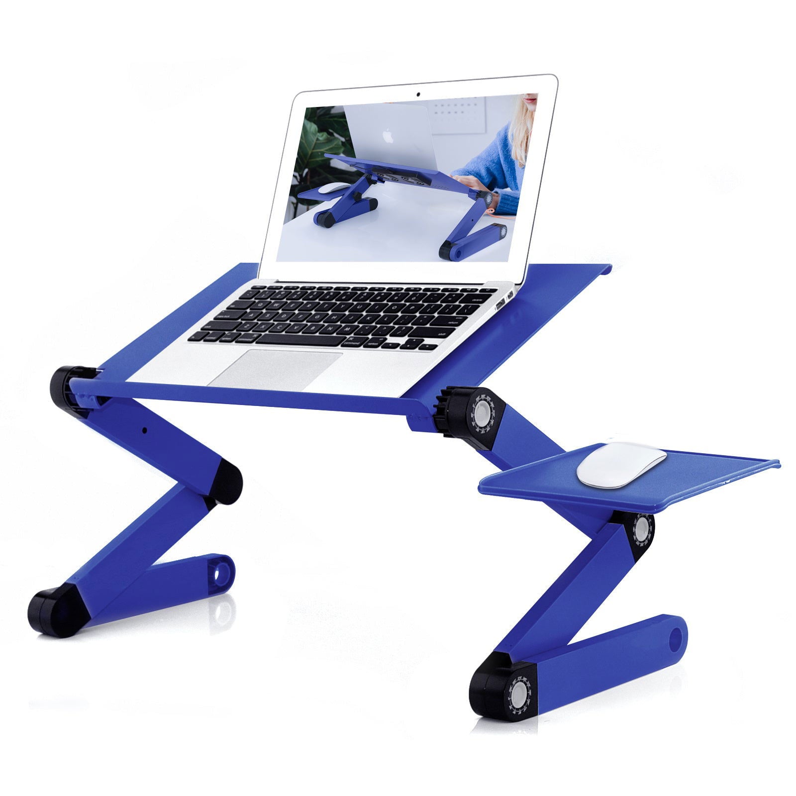 Adjustable Laptop Stand, RAINBEAN Laptop Desk with 2 CPU Cooling USB Fans for Bed Aluminum Lap Workstation Desk with Mouse Pad, Foldable Cook Book Stand Notebook Holder Sofa,Amazon Banned 2668south