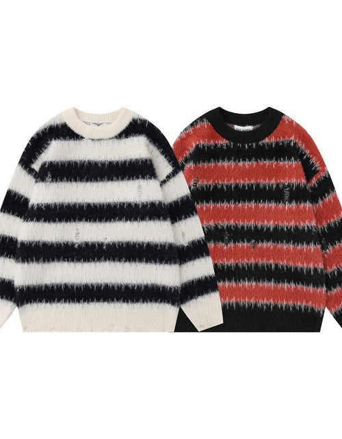 Load image into Gallery viewer, American Style Trend Contrast Color Striped Loose Sweater 2668south
