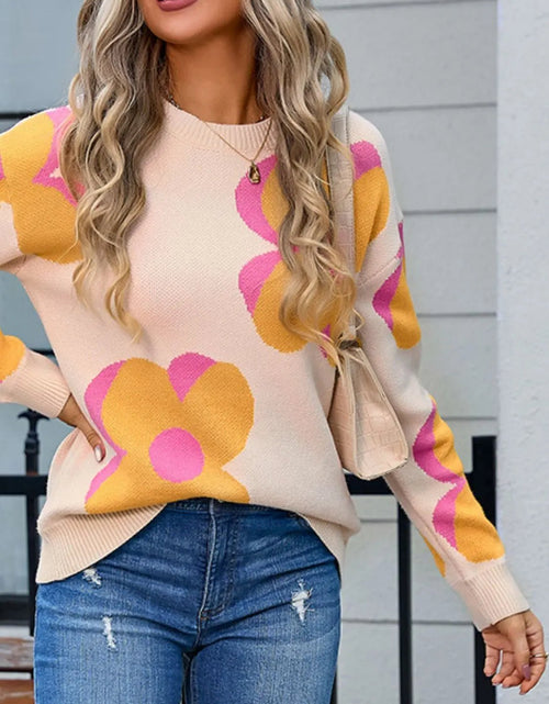 Load image into Gallery viewer, Angel Wings Flower Round Neck Long Sleeve Sweater 2668south
