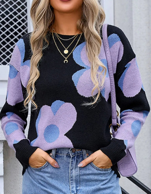 Load image into Gallery viewer, Angel Wings Flower Round Neck Long Sleeve Sweater 2668south
