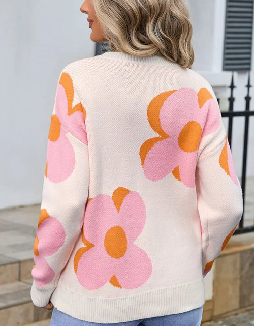 Load image into Gallery viewer, Angel Wings Flower Round Neck Long Sleeve Sweater 2668south
